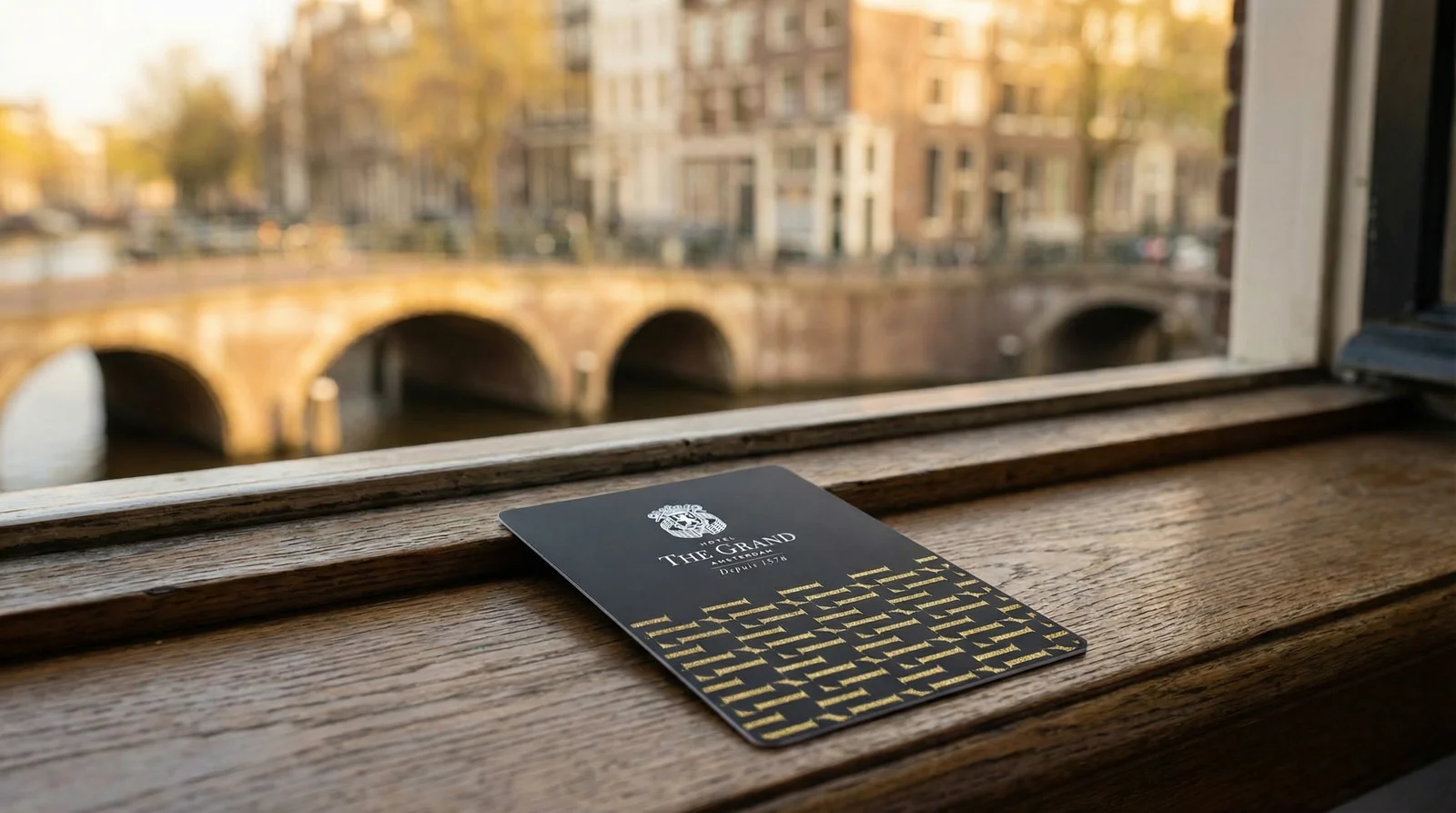 The Grand Amsterdam Sofitel Legend recycled PVC RFID key card with elegant design