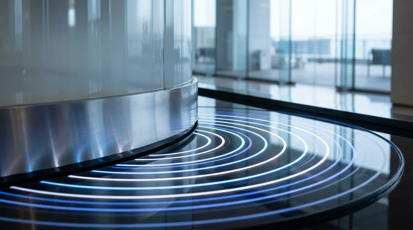 Abstract view of technology meeting design with concentric light patterns